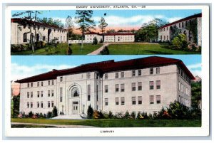 Atlanta Georgia GA Postcard Emory University and Library Building c1940's