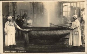 Karlsbad Karlovy Vary Sprudel Spring Water Women Work c1920s Real Photo Postcard