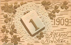 Holiday Greeting   A HAPPY NEW YEAR   January 1,1909 Embossed Vintage Postcard