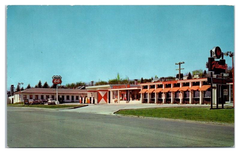 1950s/60s Flamette Motel and Phillips 66, Duluth, MN Postcard