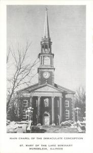 Mundelein Illinois~St Mary of the Lake Seminary~Main Chapel~Clock Tower~1950 B&W