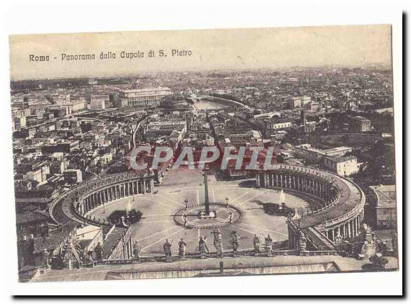 Italy Italia Roma Old Postcard Panorama dalla Cupola di S. Pietro