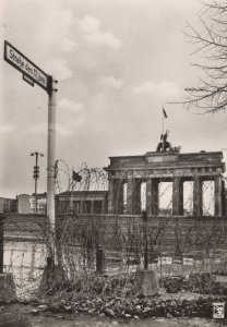 Berlin Brandenburger Road Sign German Real Photo Postcard