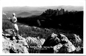 VTG Needles From Harney Peak Hiker Hiking Black Hills South Dakota SD Postcard