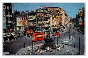 Picadilly Circus Street View 1950s London England Chrome Postcard L20