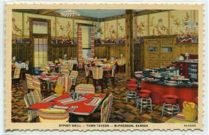 Gypsey Grill Restaurant Interior Town Tavern McPherson Kansas postcard