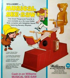 Musical See Saw Artwork FLYER Original Kiddie Ride Amusement Machine Art 1978