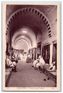c1920's Scene of Selling Kairouan Carpet Souks Tunisia Unposted Postcard