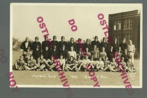 Sargent NEBRASKA RPPC 1936 FOOTBALL TEAM Posing Uniforms nr Broken Bow Burwell 1