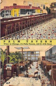 Palm Tavern E 47th Street Chicago Illinois linen postcard