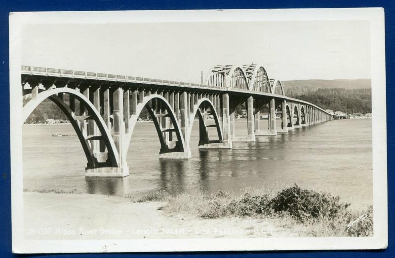 Alsea River Bridge Oregon or Coast Real Photo Postcard RPPC