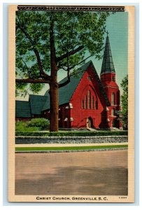 c1940's Christ Church Street View Greenville South Carolina SC Vintage Postcard 