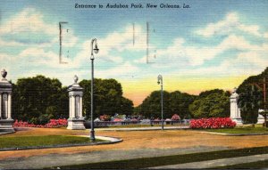 Louisiana New Orleans Entrance To Audubon Park 1948 Curteich