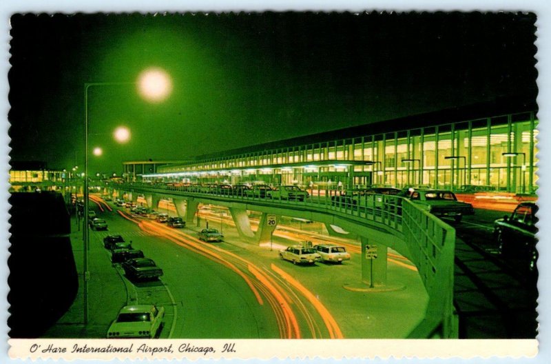 2 Postcards CHICAGO, Illinois IL~ Night/Day O'HARE INTERNATIONAL AIRPORT 4x6