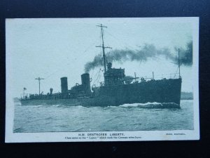 WW1 HMS DESTROYER LIBERTY c1916 Postcard by Cribb & Singer Sewing Machine