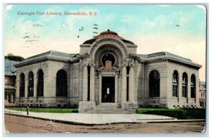 1909 Carnegie Free Library Exterior Building Gloversville New York NY Postcard