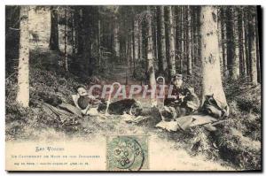Old Postcard Customs Vosges The overnight camp our customs
