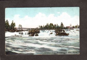 ME Lewiston Maine Waterfalls Falls, Glitter Edged, Vintage Postcard UDB