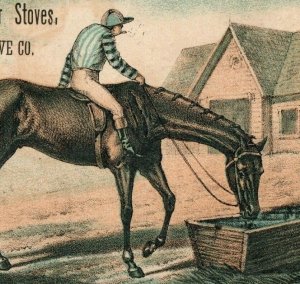 1870's Invincible & Helper Stoves Jockey Horse Water Trough P174