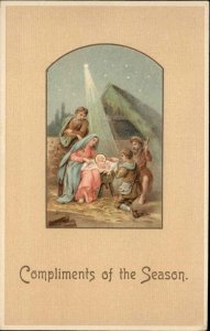 Christmas Nativity Mary and Christ Child Shepherds c1910 Vintage Postcard