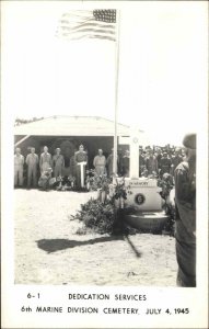 WWII Okinawa Japan Dedication Services 6th Marine Cemetery Real Photo Postcard