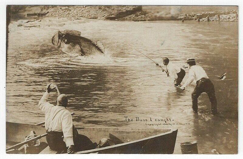 RPPC, The Bass I Caught, 1909