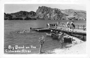 Boat Dock Fishing Big Bend on Colorado River Nevada 1950s Real Photo postcard