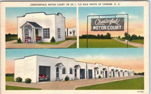 CHERAW, SC South Carolina CHESTERFIELD MOTOR  COURT  c1940s  Roadside  Postcard