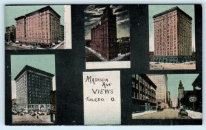 TOLEDO, Ohio OH ~ Multi View MADISON AVENUE Buildings ca 1910s Postcard
