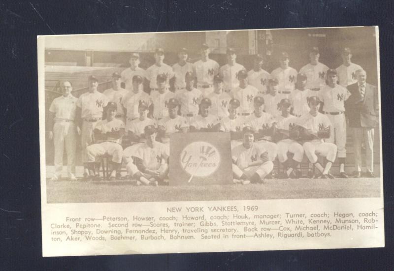 RPPC 1969 NEW YORK YANKEES NY MLB BASEBALL TEAM VINTAGE REAL PHOTO POSTCARD