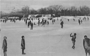 Illinois Chicago Skating winter Scene Lincoln Park Suhling Koen Postcard 22-3779