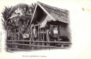 PC CPA LAOS INDOCHINA HAUT LAOS HABITATION LAOTIENNE (b23444)