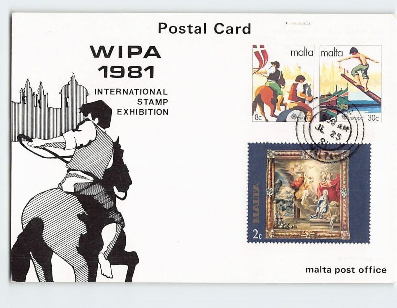 Postcard Malta Post Office Participation  WIPA 1981 International Stamp Exhibit