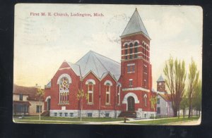LUDINGTON MICHIGAN FIRST METHODIST EPISCOPAL CHURCH VINTAGE POSTCARD 1910