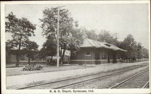 Syracuse IN B&O RR Train Depot Station c1915 Postcard