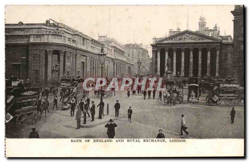 Great Britain London london Old Postcard Bank of England and Royal Exchange