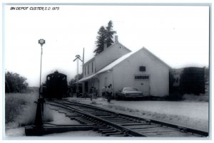 c1975 BN Depot Custer South Dakota SD Train Depot Station RPPC Photo Postcard
