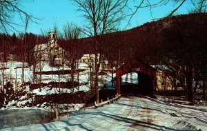 VINTAGE POSTCARD COVERED BRIDGE GREEN RIVER AT GUILFORD VERMONT