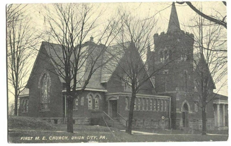 Postcard First ME Church Union City PA 1914