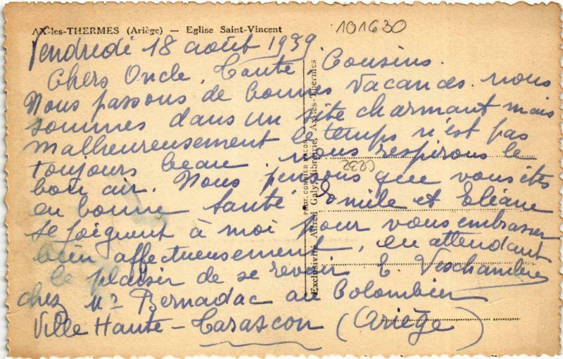 CPA AX-les-THERMES Église St-Vincent Ariege (101630)