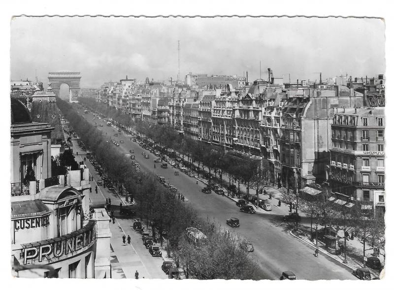 France Paris Avenue Champs Elysees Arc de Triomphe Glossy Photo 1940s Postcard