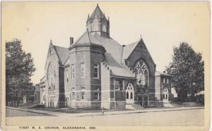 Indiana In Postcard c1910 ALEXANDRIA First M.E. CHURCH Building