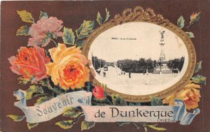 Lot182 souvenir de dunkerque cayez france flower postcard litho