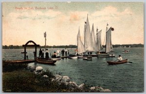 Buckeye Lake Ohio 1908 Postcard Ready To Sail Sailboats Dock
