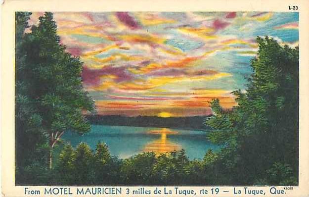 W/B Scenic Ad for Motel Mauricien near La Tuque QC Quebec