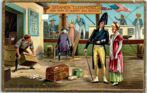 1910s Dock Landing of the Clermont Hudson River Steamer Tuck's Postcard