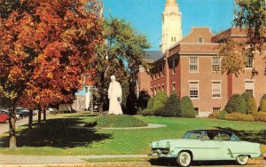 WEST HARTFORD, Connecticut CT   TOWN HALL Noah Webster Statue~50's Car  Postcard