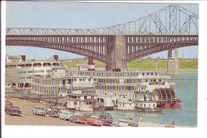 Steamboats on Riverfront, Mississippi Levee, St Louis, Missouri,  50's Cars