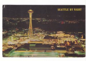 Space Needle, Seattle, Washington, Vintage 1966 Aerial Night View Postcard