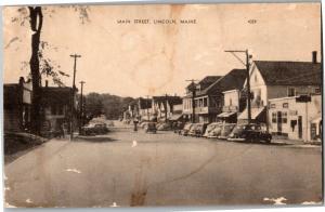 View Down Main Street Businesses Cars Vintage Postcard Q25